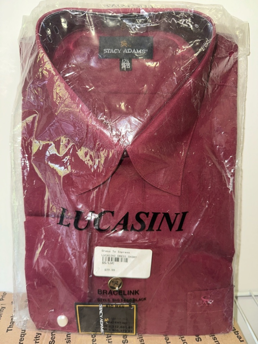 Stacy Adams Men's Dress Shirt - Wine Red